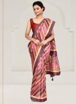 Tussar Silk Pink Casual Wear Kalamkari Work Saree